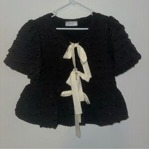 Women’s Mod On Trend Bubble Bow Babydoll Blouse Size Large